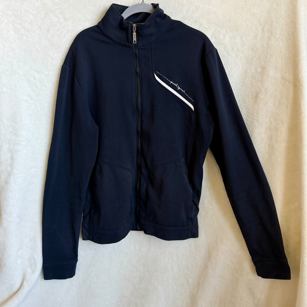 Pearl Izumi Navy Full Zip Cycling Jacket Size L No Tag White Stripe Polyester